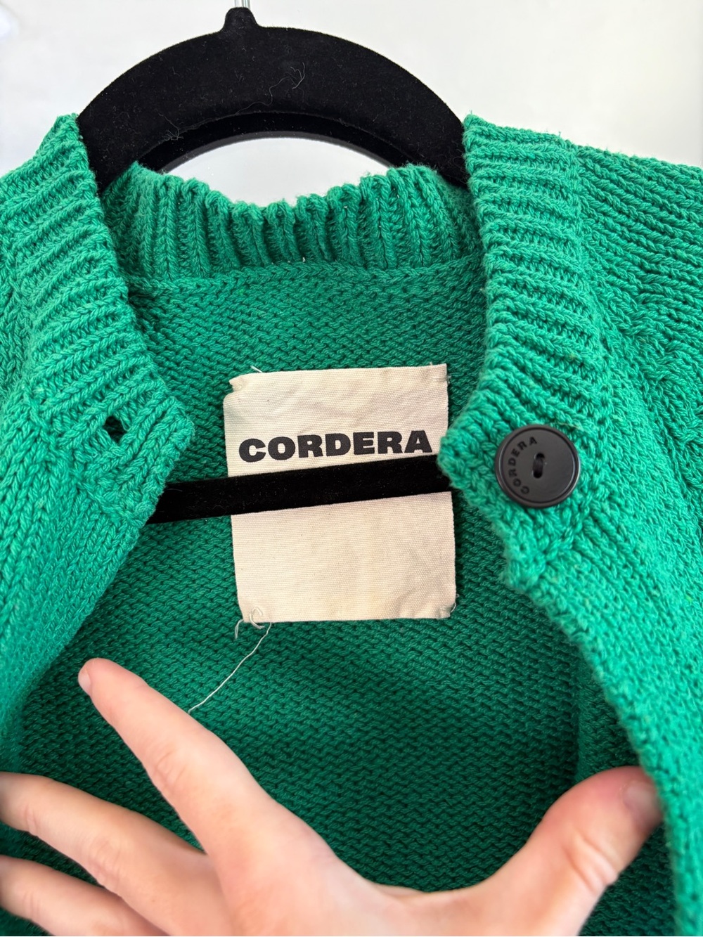 Green Cropped Knit Button-Up Cardigan - Picture 2 of 3